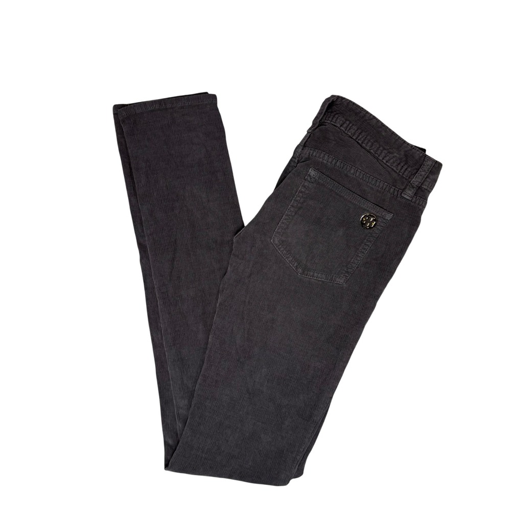 Tory Burch Super Skinny Jeans Corduroy Gray Women's Size 25 Designer Denim Pants